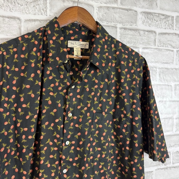 Tori Richard Hawaiian Primary Black Pineapple AOP Casual Button Up Shirt Mens XL - Picture 1 of 6